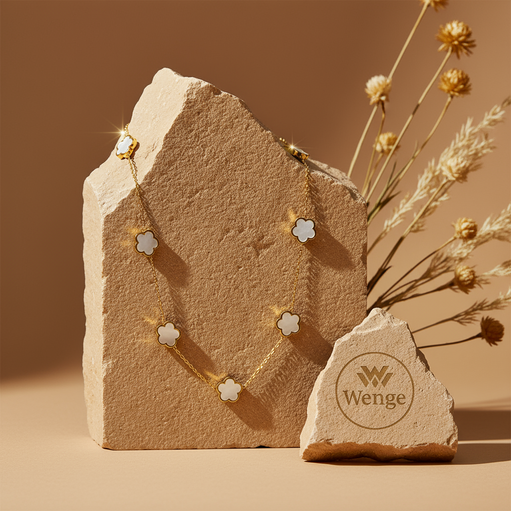 Ivory Clover Grace Necklace – 18k Gold Plated