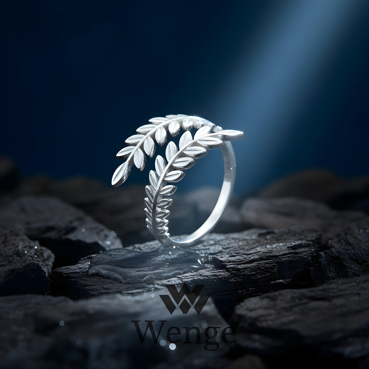 Leaves Adjustable Ring – Stainless Steel