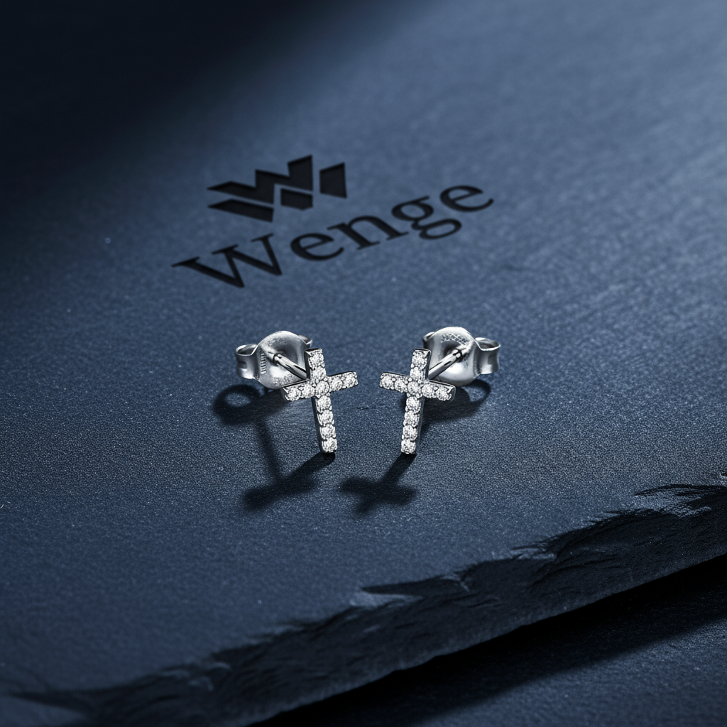 Cross Stud Earrings – Silver