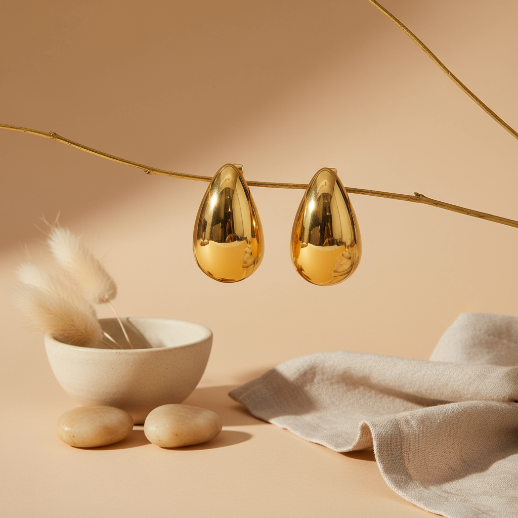 Minimal Teardrop Earrings – 18K Gold Plated