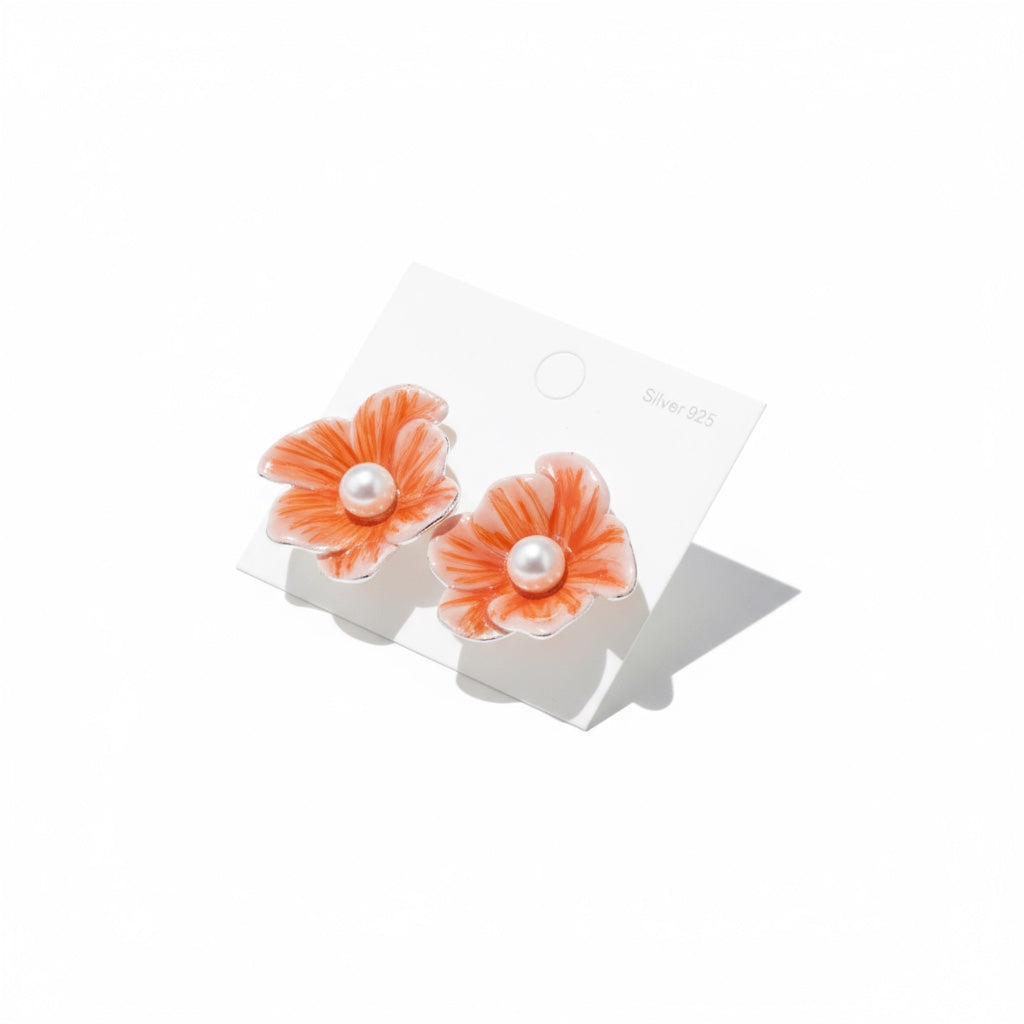 Coral Blossom Pearl Studs