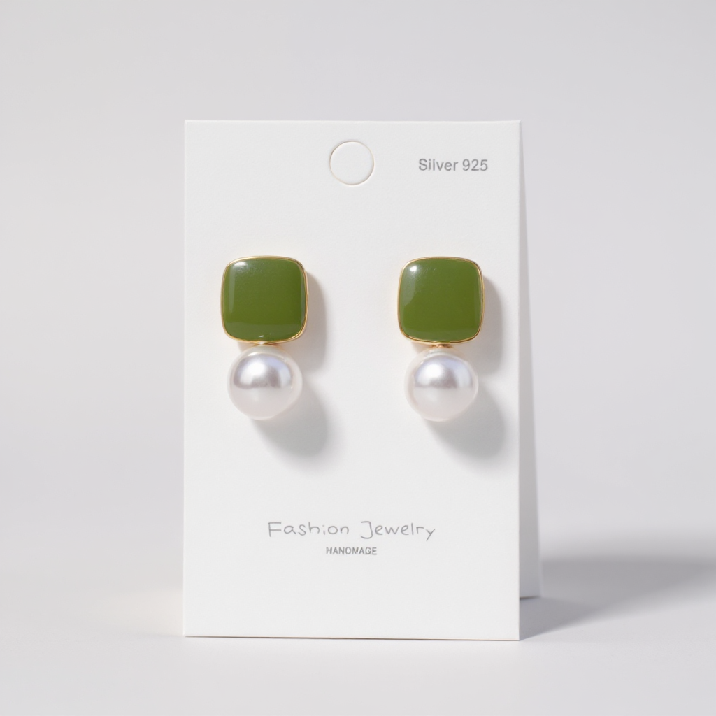 Olive & Pearl Drop Earrings