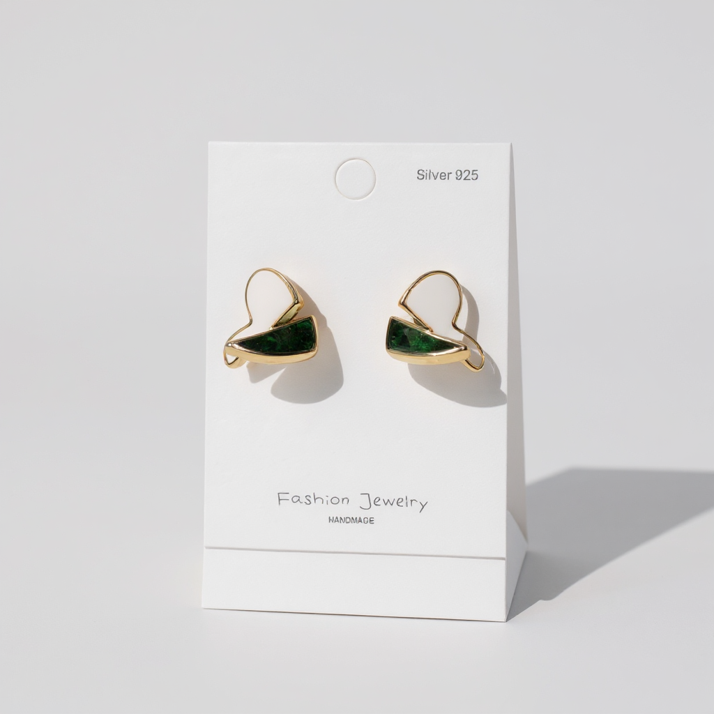 Emerald & Enamel Abstract Studs