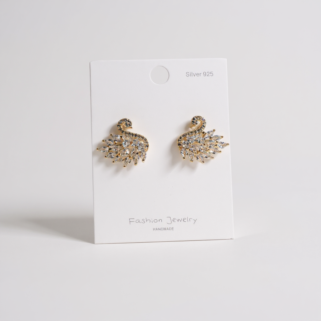 Golden Swan Crystal Studs
