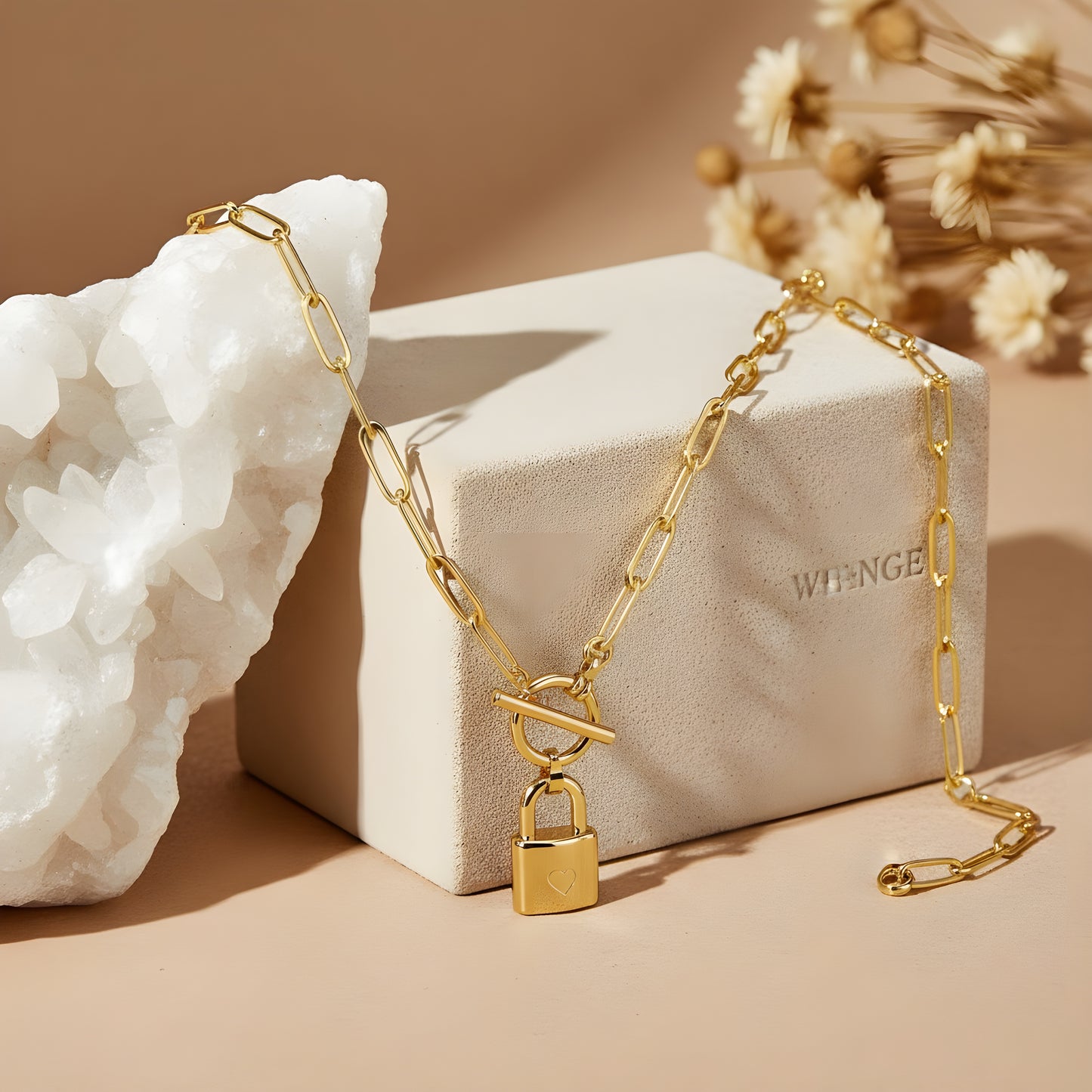 Bold Lock Chain Necklace – 18k Gold Plated