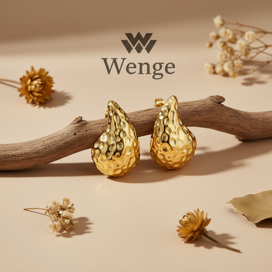 Textured Teardrop Earrings – 18K Gold Plated
