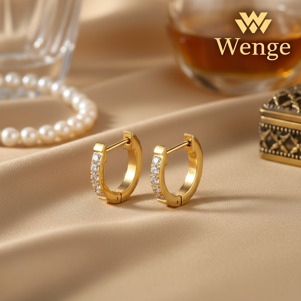 Diamond Hoop Earrings – 18K Gold Plated