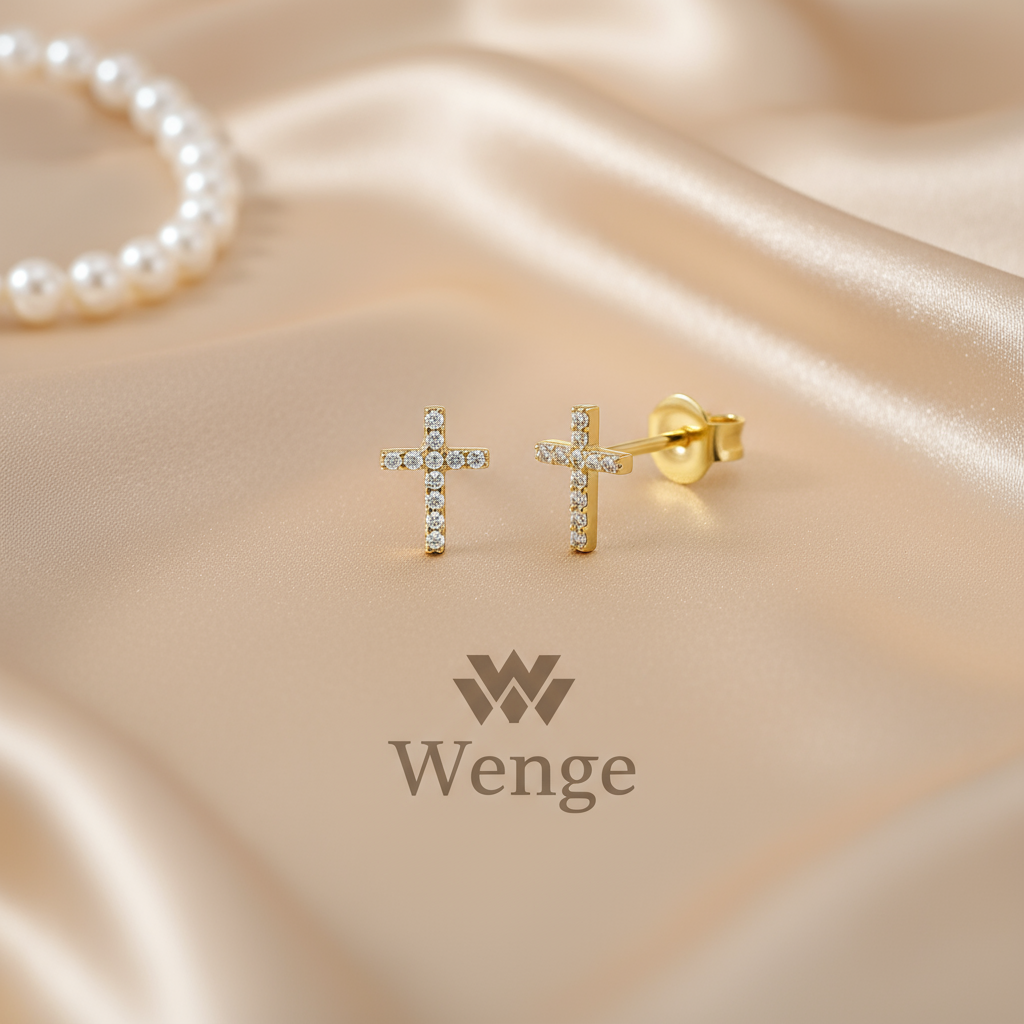 Cross Stud Earrings – 18K Gold Plated