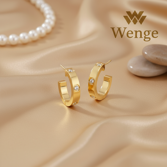 Crystal Hoop Earrings – 18K Gold Plated