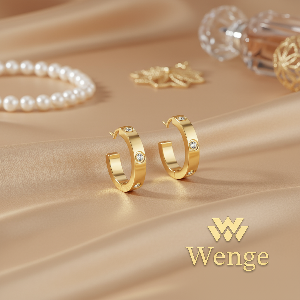 Crystal Hoop Earrings – 18K Gold Plated