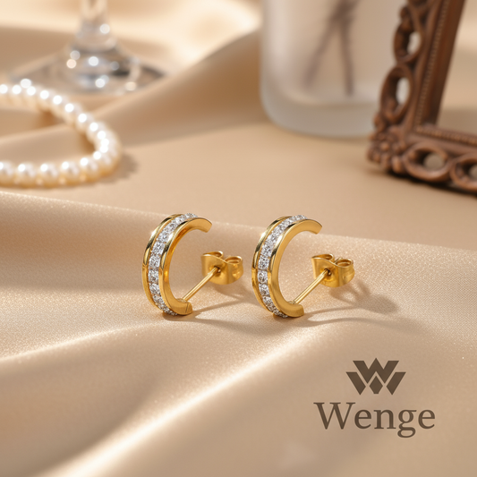 Roman Crystal Loop Earrings – 18K Gold Plated