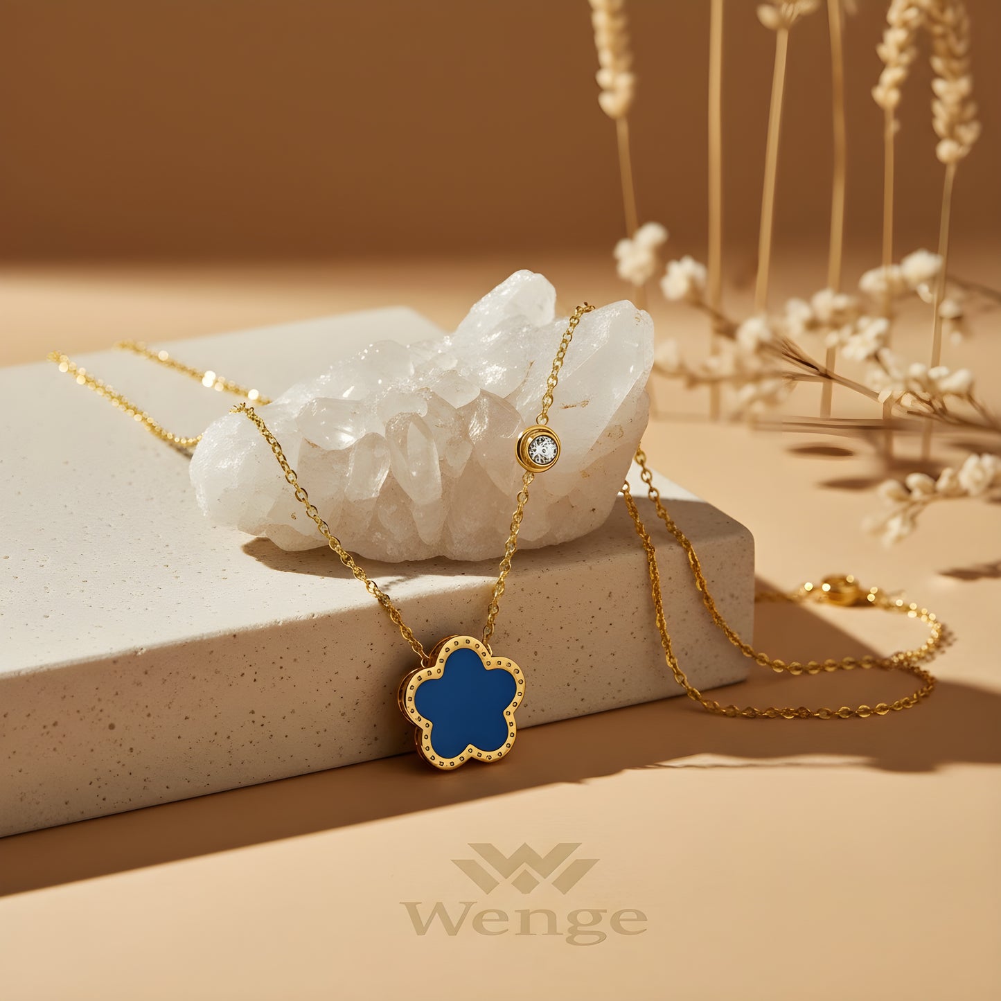 Azure Clover Necklace – 18k Gold Plated