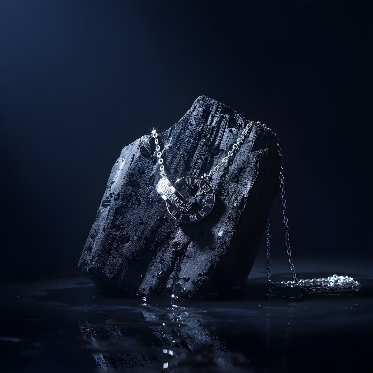 Twin Zircon Pendant Necklace – Stainless Steel