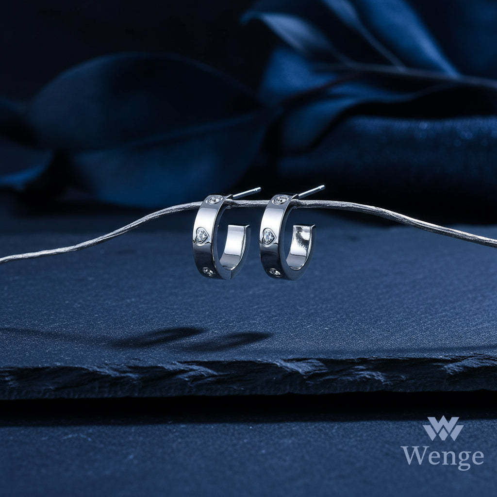 Engraved Heart Hoop Earrings – Stainless Steel