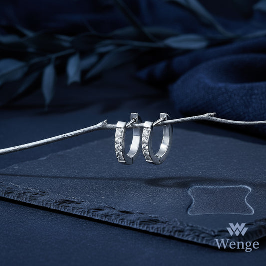 Diamond Hoop Earrings – Stainless Steel