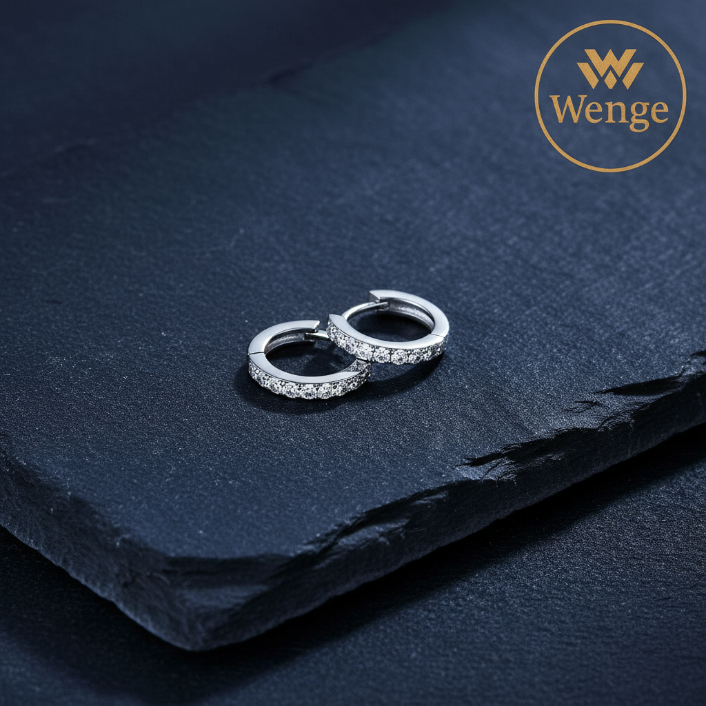 Diamond Hoop Earrings – Stainless Steel