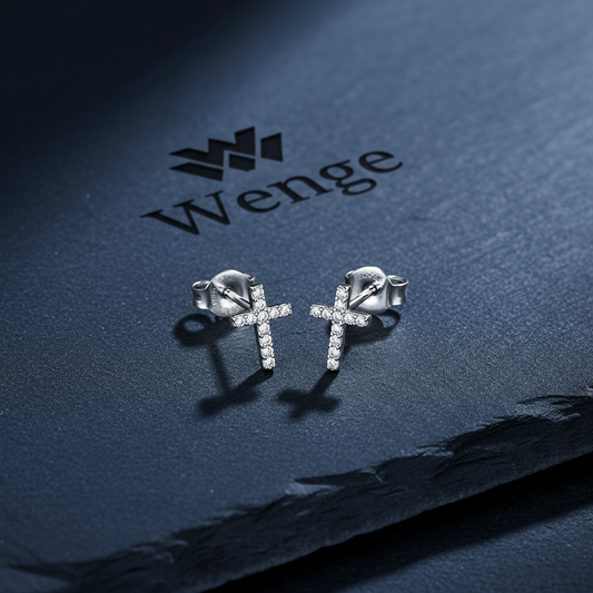 Cross Stud Earrings – Silver