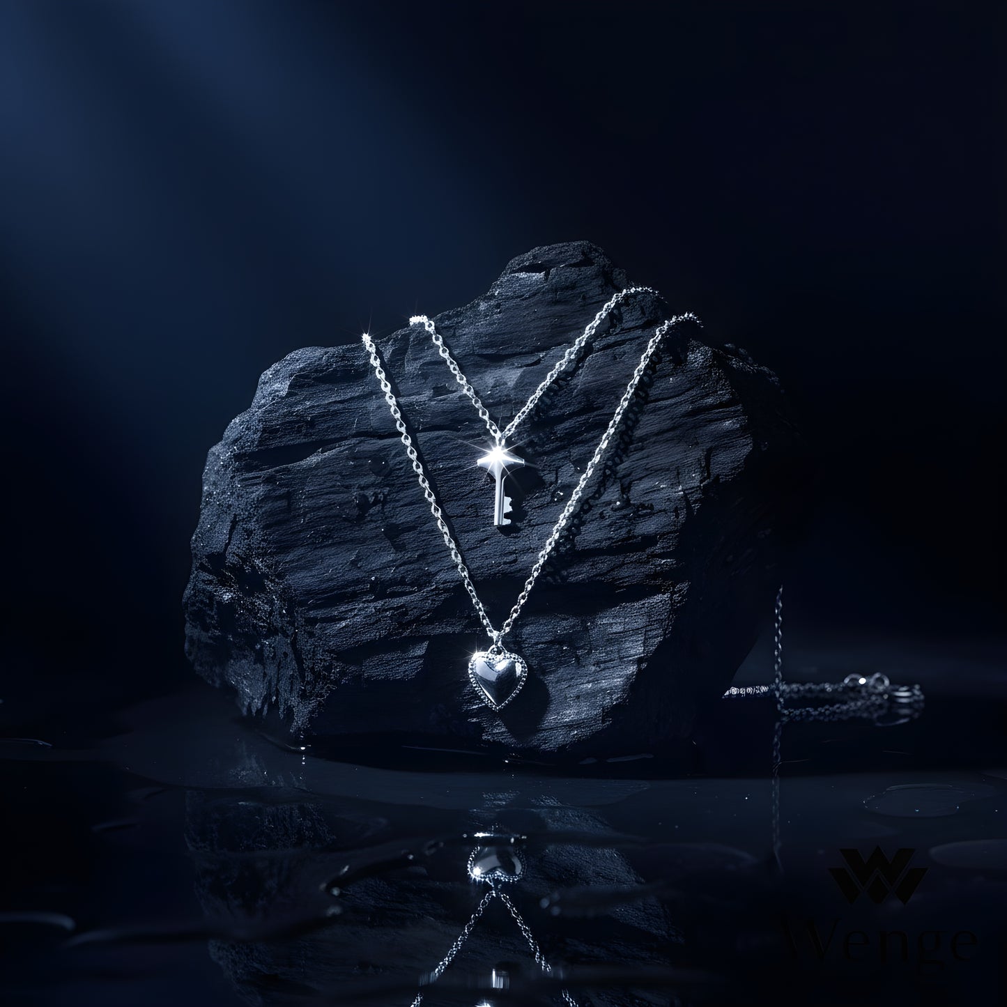 Heart & Key Layer Necklace – Stainless Steel