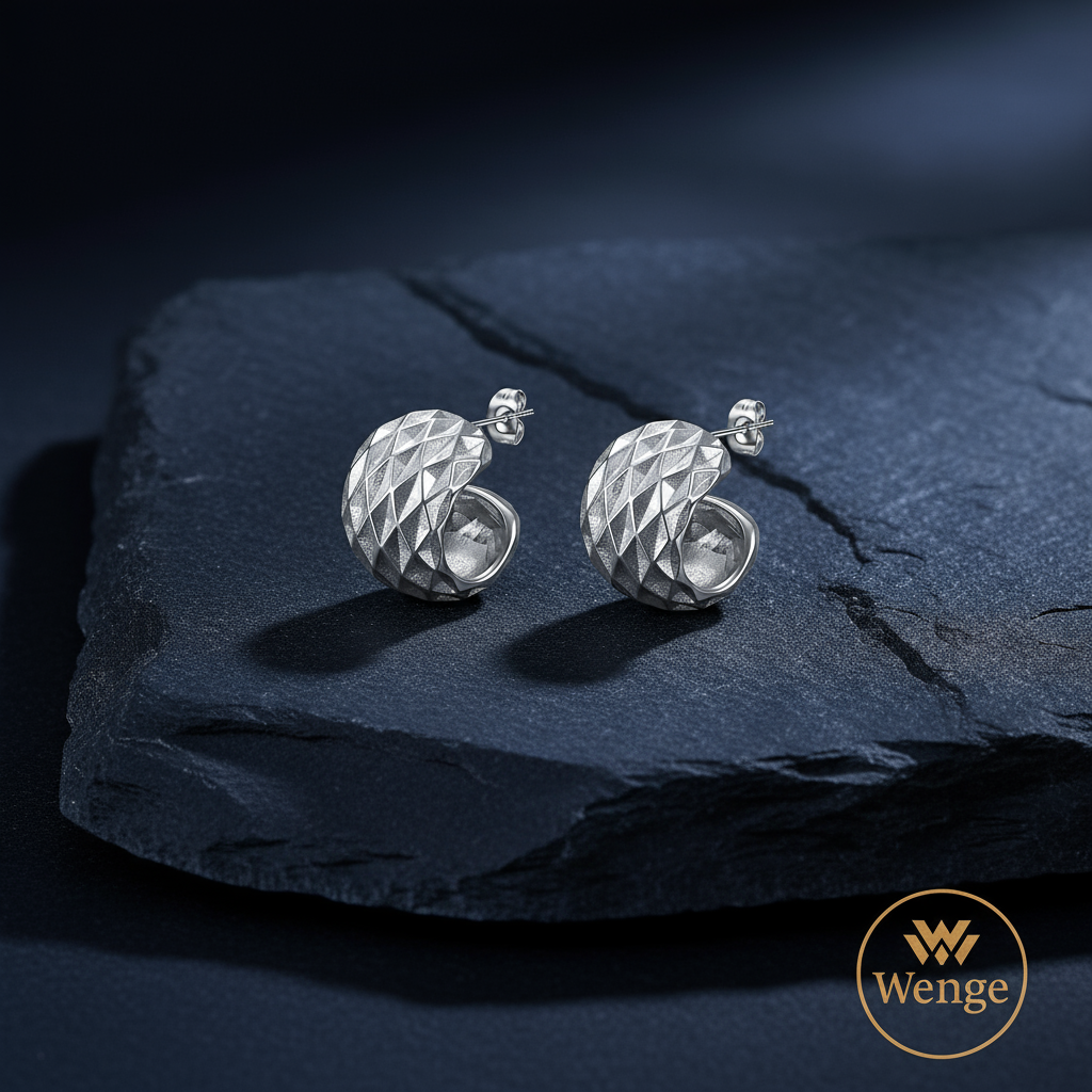 Textured Dome Earrings – Stainless Steel