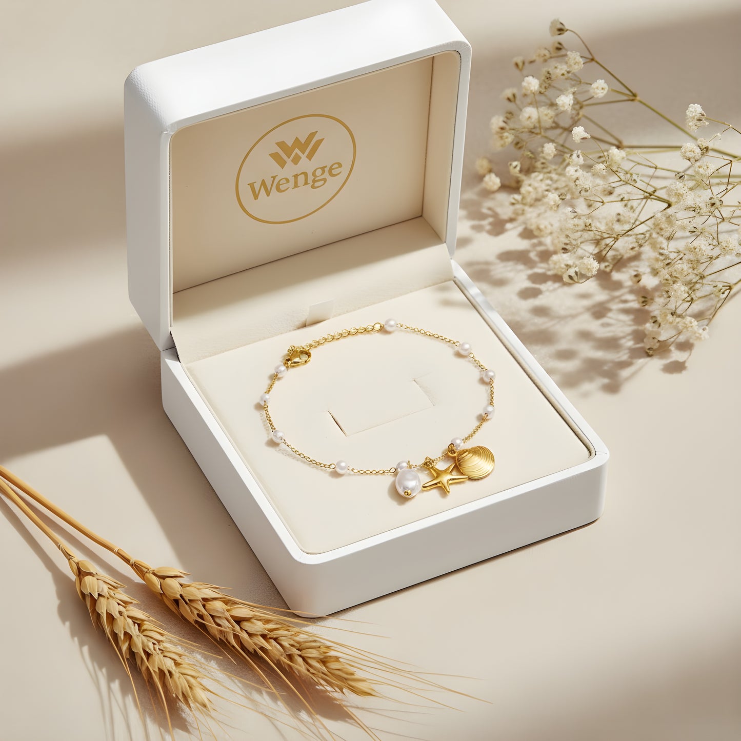 Starfish & Seashell Anklet – 18k Gold Plated