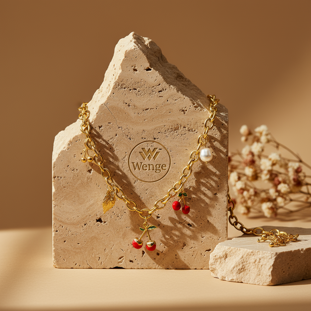 Cherry Charm Necklace – 18k Gold Plated