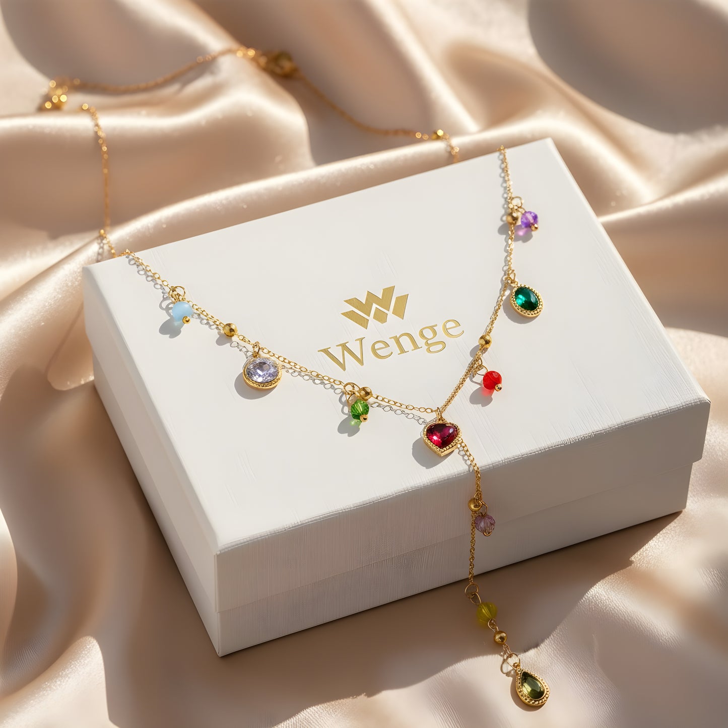 Colour Charm Cascade Necklace – 18k Gold Plated