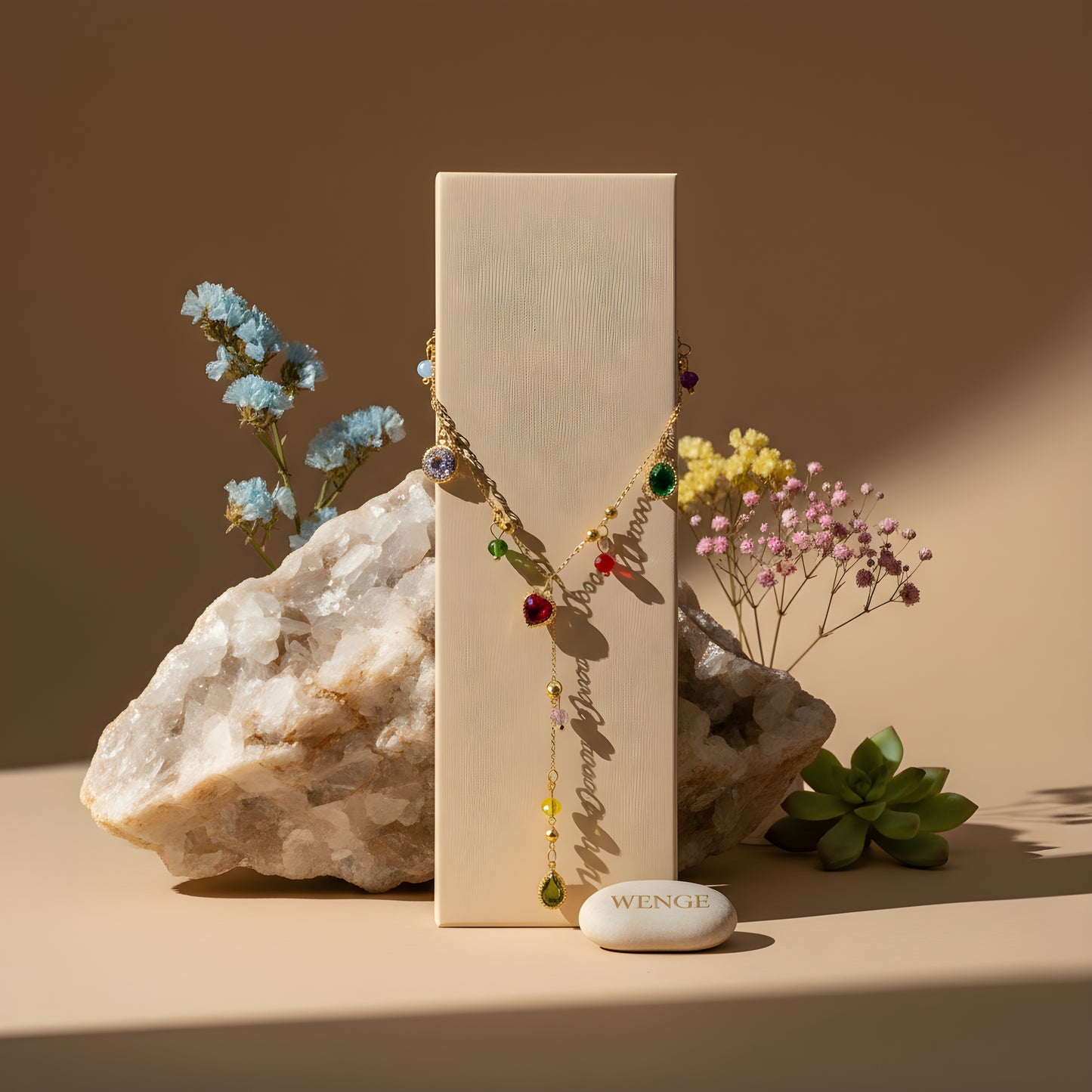 Colour Charm Cascade Necklace – 18k Gold Plated