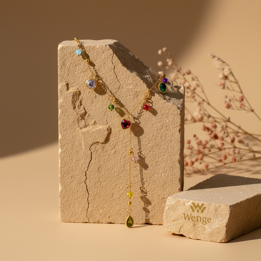 Colour Charm Cascade Necklace – 18k Gold Plated