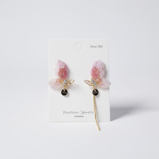 Celeste Asymmetrical Wing Earrings - Pink