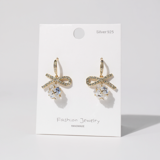 Crystal Bow Drop Earrings