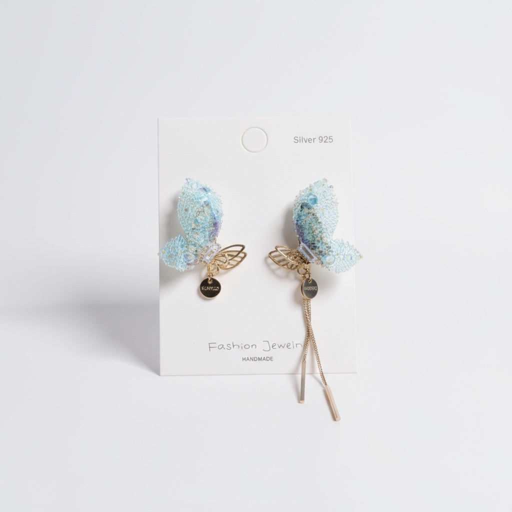 Celeste Asymmetrical Wing Earrings - Blue