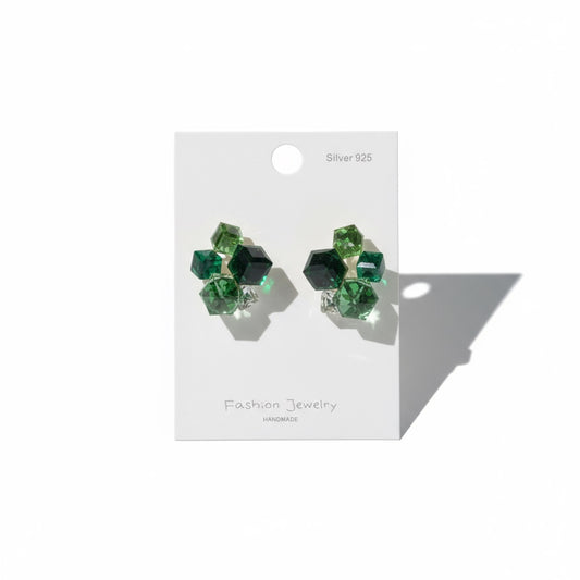 Emerald Crystal Cluster Studs