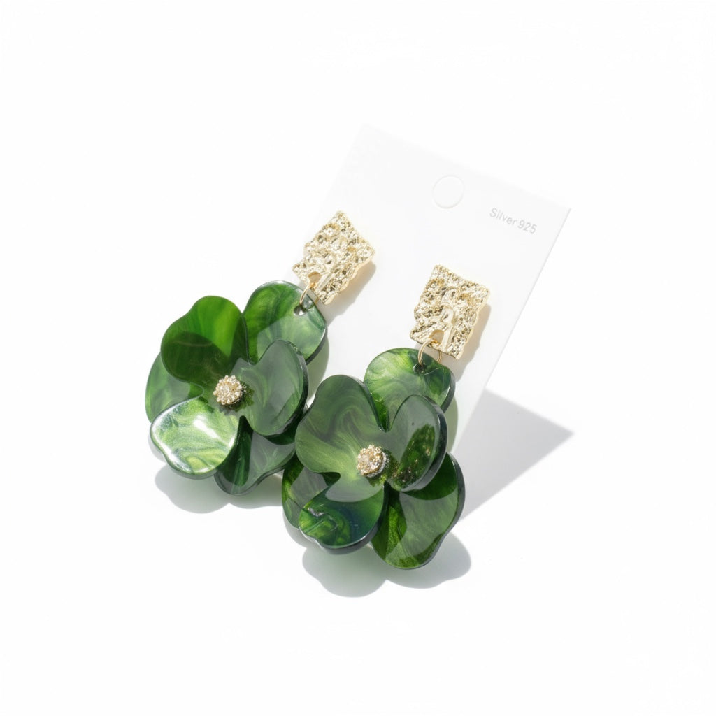 Emerald Bloom Dangle Earrings