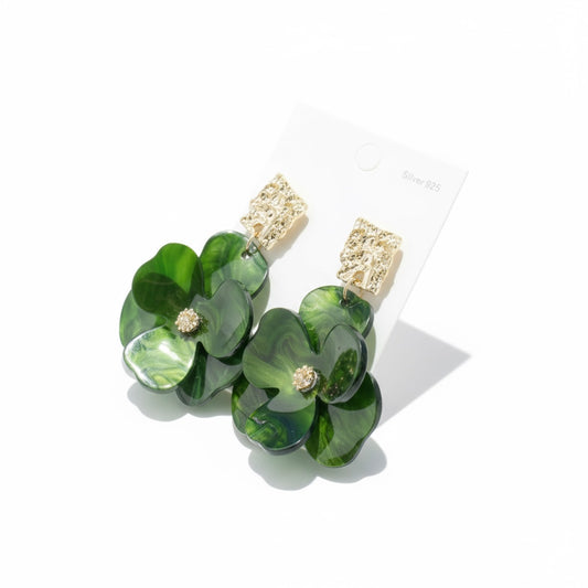Emerald Bloom Dangle Earrings