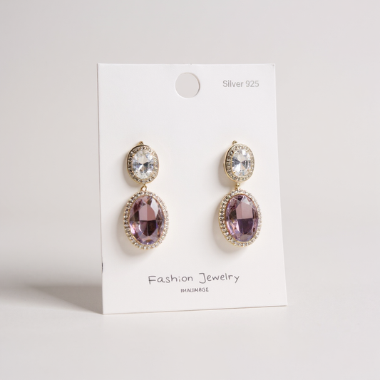Amethyst Halo Drop Earrings
