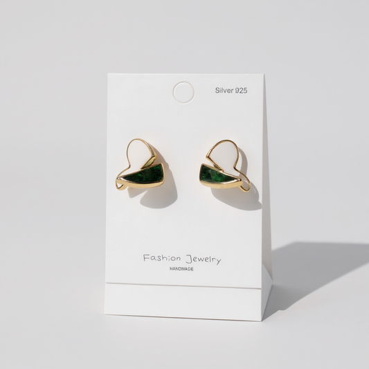 Emerald & Enamel Abstract Studs