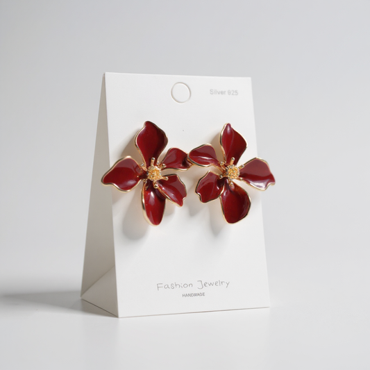 Scarlet Enamel Bloom Stud