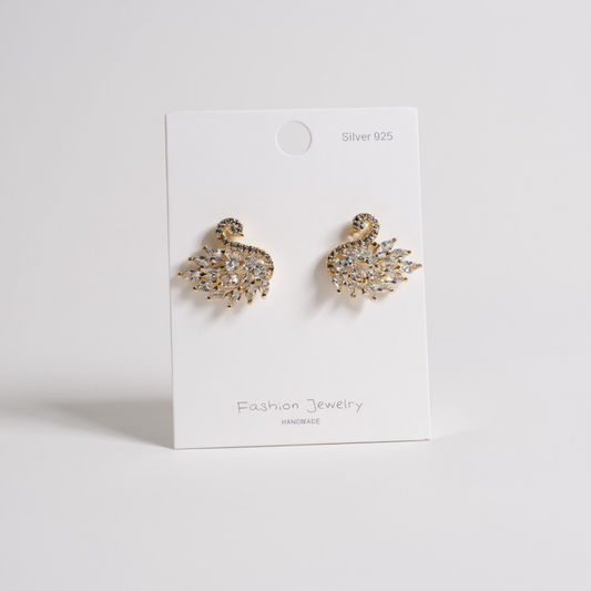 Golden Swan Crystal Studs